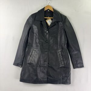 Santiago Long Black Leather Trench Coat